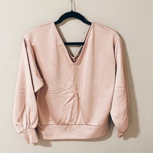 SALE Gold V Neck Bubble Sleeve Sweater